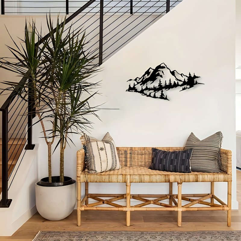 Banc en rotin avec des coussin