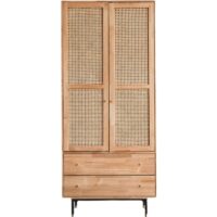 Armoire en rotin et bois massif 2 portes battantes