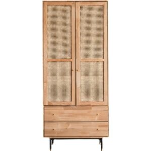 Armoire en rotin et bois massif 2 portes battantes