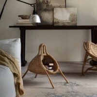 Décoration en rotin panier suspendu de rangement