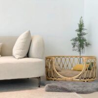 Lit en rotin naturel pour animaux SCAO