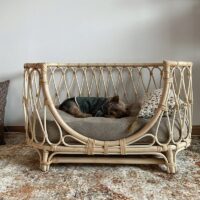 Lit en rotin naturel pour animaux SCAO
