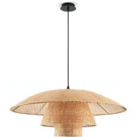 Abat jour en rotin style japonais soucoupe retournée avec câble de suspension JELLA