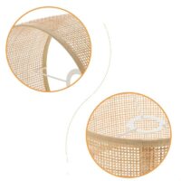 Abat-jour en rotin tissé circulaire structure en métal blanc