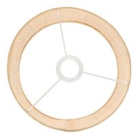 Abat-jour en rotin tissé circulaire structure en métal blanc