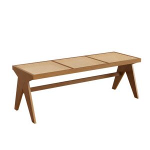 Banc en rotin tressé et bois naturel pour salle à manger ALICE