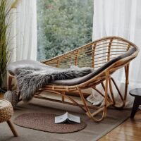 Banquette en rotin pour la maison simple et confortable courbe douce AMELIE