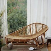 Banquette en rotin pour la maison simple et confortable courbe douce AMELIE