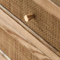 Buffet en rotin et en bois brut clair rétro design chic ALESSIO