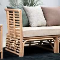 Canapé en rotin indonésien et bambou trois places design MANUQ