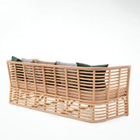 Canapé en rotin indonésien et bambou trois places design MANUQ