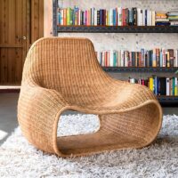 Canapé en rotin synthétique résistant monoplace forme abstraite ZILIOU