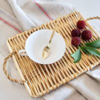 Décoration en rotin plateau rectangle de présentation naturel et chic ALIS