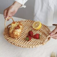 Décoration en rotin rond plateau de présentation naturel et chic ALIS