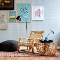 Fauteuil en rotin clair uni tressé d’intérieur et extérieur JAVIER