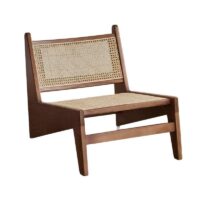 Fauteuil en rotin et bois design anguleux et rectiligne confortable NOVA