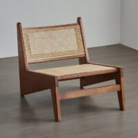 Fauteuil en rotin et bois design anguleux et rectiligne confortable NOVA