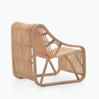 Fauteuil en rotin indonésien et bambou une place incurvé design MANUQ