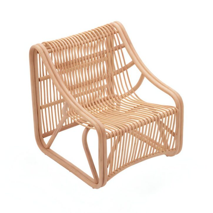 Fauteuil en rotin indonésien et bambou une place incurvé design MANUQ