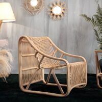 Fauteuil en rotin indonésien et bambou une place incurvé design MANUQ