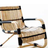 Fauteuil en rotin synthétique clair bicolore tressé d’intérieur et extérieur JAVIER