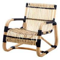 Fauteuil en rotin synthétique clair bicolore tressé d’intérieur et extérieur JAVIER