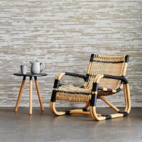 Fauteuil en rotin synthétique clair bicolore tressé d’intérieur et extérieur JAVIER