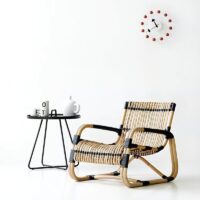 Fauteuil en rotin synthétique clair bicolore tressé d’intérieur et extérieur JAVIER