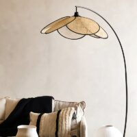 Lampadaire rotin et bambou design abstrait et moderne GANDI