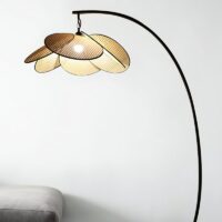Lampadaire rotin et bambou design abstrait et moderne GANDI
