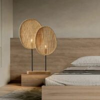 Lampe en rotin tissé nénuphars naturels et bohèmes NYMPH