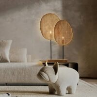 Lampe en rotin tissé nénuphars naturels et bohèmes NYMPH