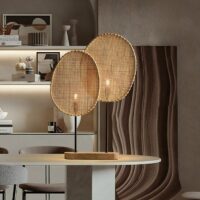 Lampe en rotin tissé nénuphars naturels et bohèmes NYMPH