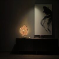 Lampe rotin et bambou de table design abstrait et moderne GANDI