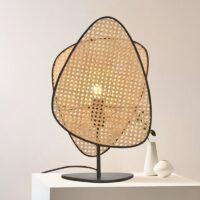 Lampe rotin et bambou de table design abstrait et moderne GANDI