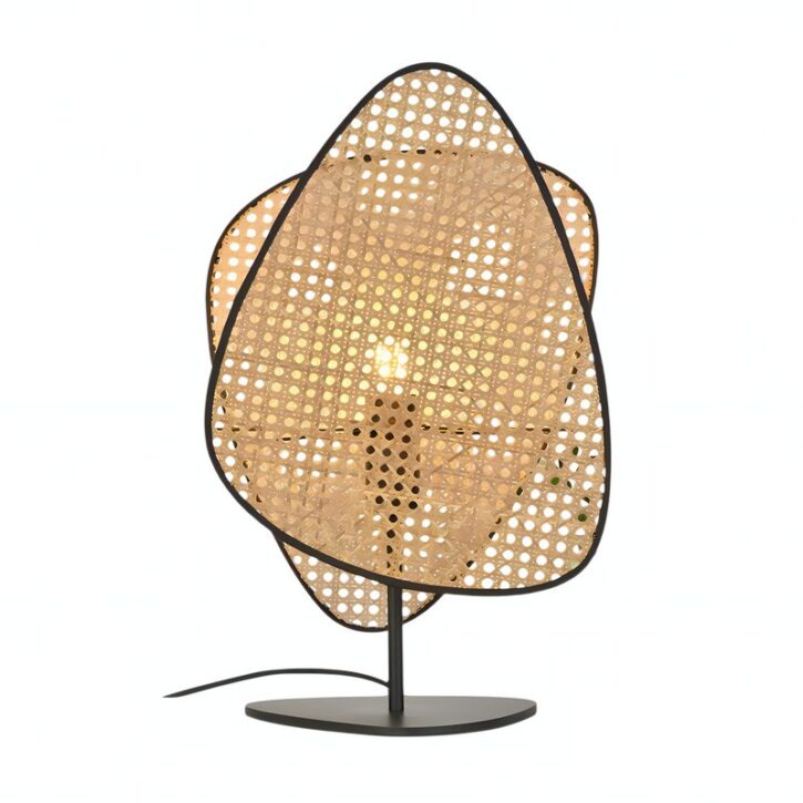 Lampe rotin et bambou de table design abstrait et moderne GANDI