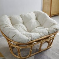 Loveuse en rotin double confortable et naturelle avec coussin beige YUMA