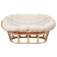 Loveuse en rotin double confortable et naturelle avec coussin beige YUMA