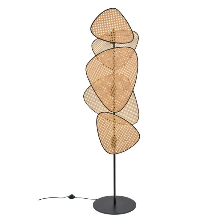 Luminaire rotin et bambou lampadaire design abstrait et moderne GANDI