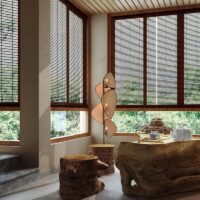 Luminaire rotin et bambou lampadaire design abstrait et moderne GANDI