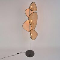 Luminaire rotin et bambou lampadaire design abstrait et moderne GANDI
