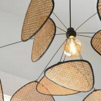 Lustre rotin et bambou design abstrait et moderne GANDI