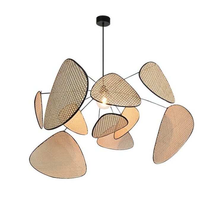 Lustre rotin et bambou design abstrait et moderne GANDI