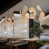 Lustre rotin et bambou design abstrait et moderne GANDI