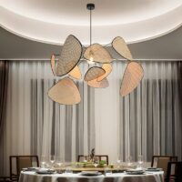 Lustre rotin et bambou design abstrait et moderne GANDI
