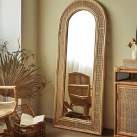 Miroir en rotin cadre grand pour salon et chambre MI