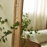 Miroir en rotin cadre grand pour salon et chambre MI