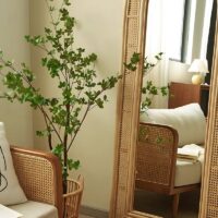 Miroir en rotin cadre grand pour salon et chambre MI