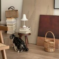 Panier en rotin circulaire avec anse naturel et bohème CARL