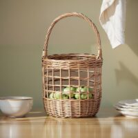 Panier en rotin circulaire avec anse naturel et bohème CARL